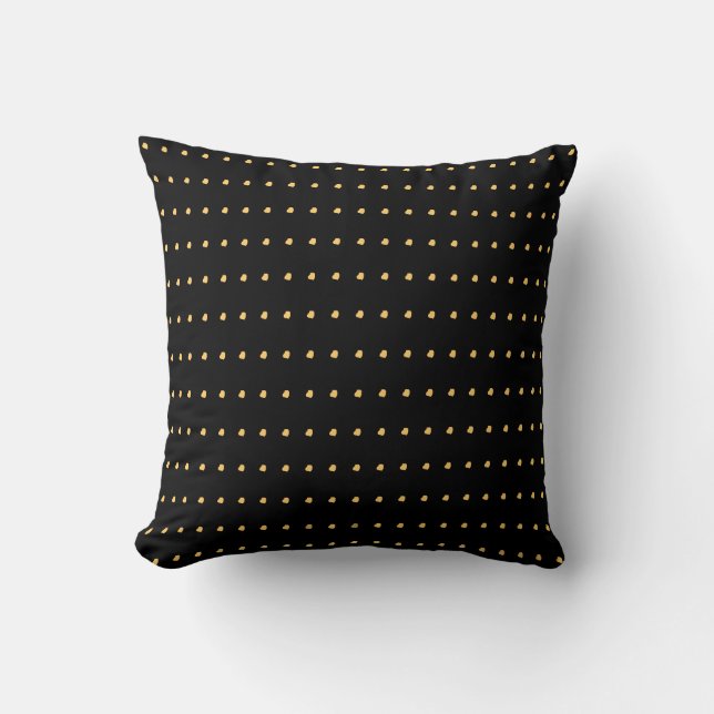 Gold and Black Modern Polka Dots Pattern Throw Pillow (Front)