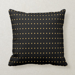 Gold and Black Modern Polka Dots Pattern Throw Pillow