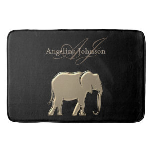 Gold And Black Monogram Bath Mat