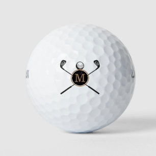 Gold and Black Monogram Initial Golf Clubs Balls