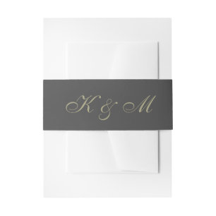 Gold and Black Monogram Invitation Belly Band
