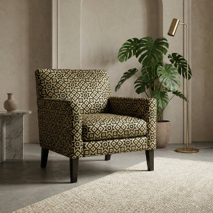 Gold And Black Moroccan Mosaic Geometric Pattern Fabric