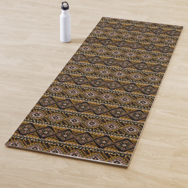 Gold and Black Mud Cloth Inspired Yoga Mat (In Situ)