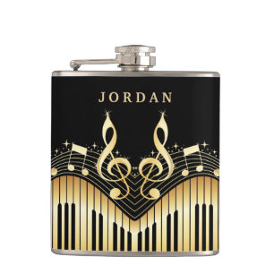 Gold And Black Musical Keyboard Flask
