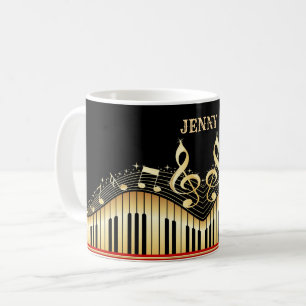 Gold And Black Musical Notes And Key Coffee Mug