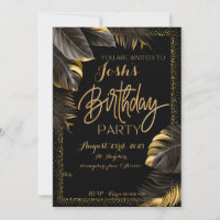 Gold and black palm tree Invitation