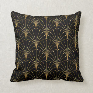 Gold and black pattern. Luxury background Throw Pillow