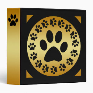 GOLD AND BLACK PAW PRINT BINDER