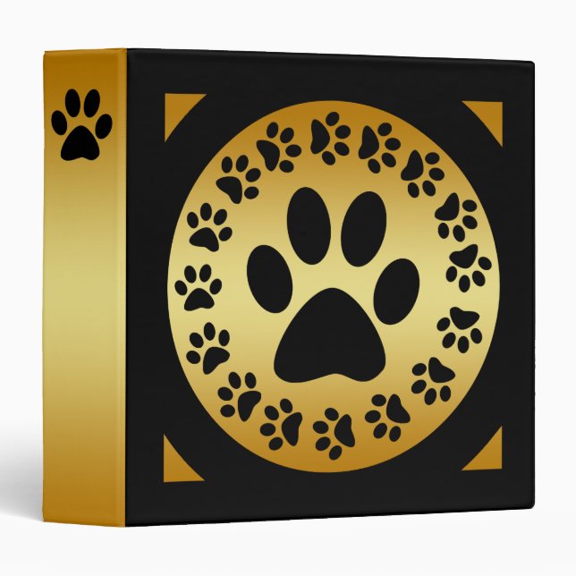 GOLD AND BLACK PAW PRINT BINDER (Front/Spine)