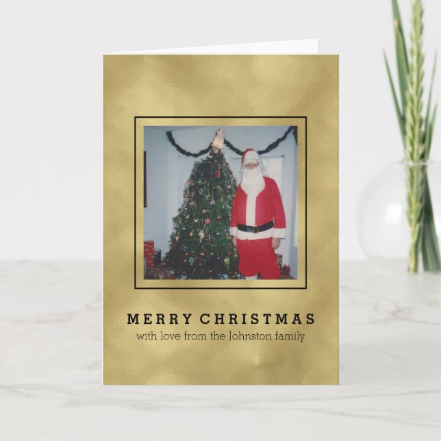 Gold and Black Personalized Photo Holiday Card (Front)
