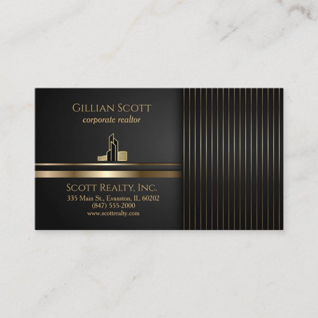 gold and black realtor business card (Front)