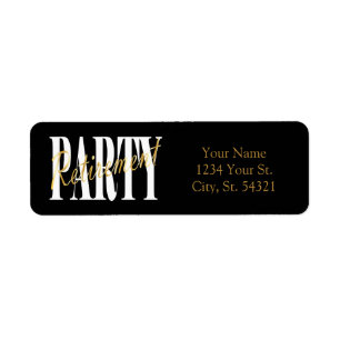 Gold and Black Retirement Address Labels
