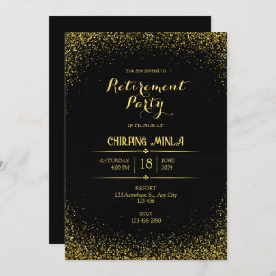 Gold and Black Retirement Party Invitational Card
