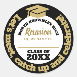 Gold and black reunion name tag 