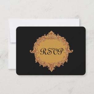 Gold and Black RSVP Wedding Response Card 2A