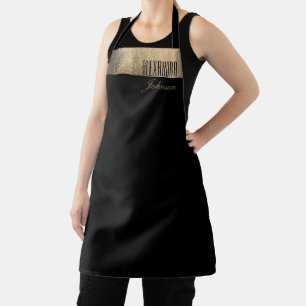 Gold and Black Simple Elegant Name Apron