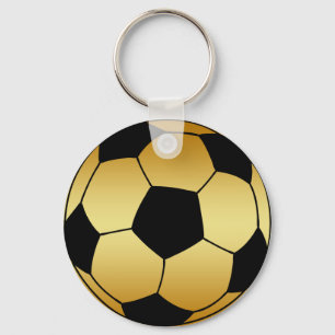 GOLD AND BLACK SOCCER BALL KEYCHAIN