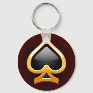 GOLD AND BLACK SPADE KEYCHAIN