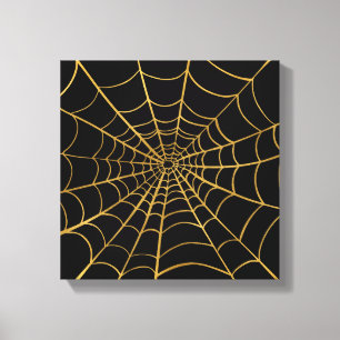 Gold and Black Spider Web Canvas Print