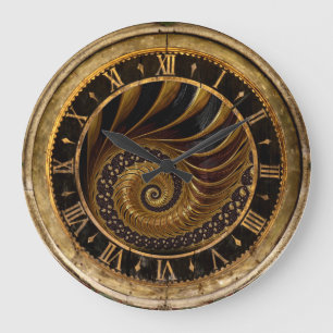 Gold and Black Spiral Clock