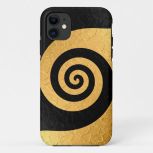 Gold and Black Spiral Pattern Steel Metallic 2 iPhone 11 Case