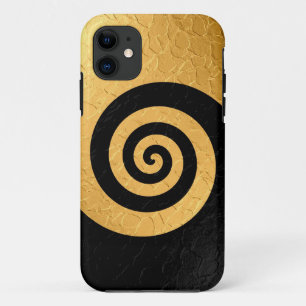 Gold and Black Spiral Pattern Steel Metallic iPhone 11 Case