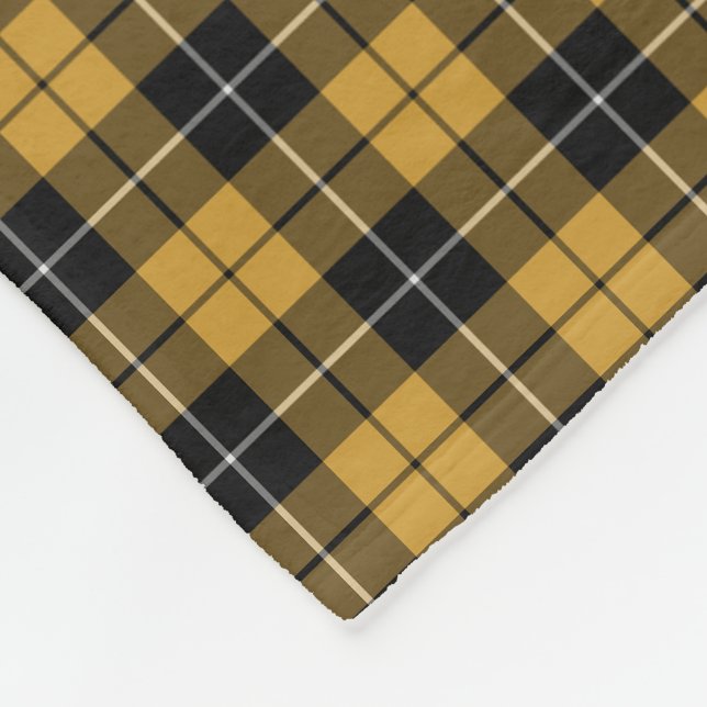 Gold and Black Sporty Plaid Fleece Blanket (Corner)