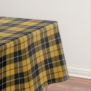 Gold and Black Sporty Plaid Tablecloth