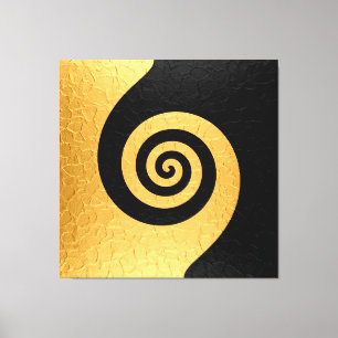 Gold and black stainless steel metal swirl 2 canvas print