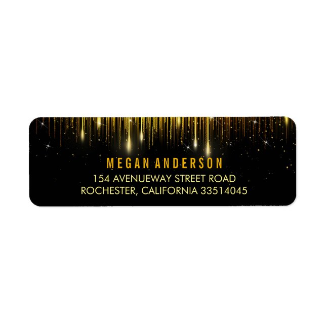 Gold and Black String Lights Glitter Wedding (Front)