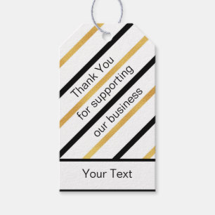 Gold and Black Stripe Diagonal Custom Gift Tags