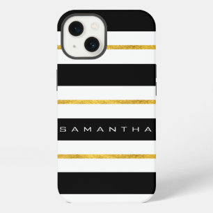 Gold and Black Stripes iPhone 13 Case