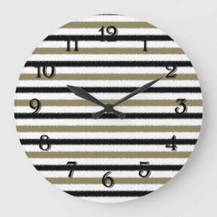 Gold and Black Stripes Large Clock