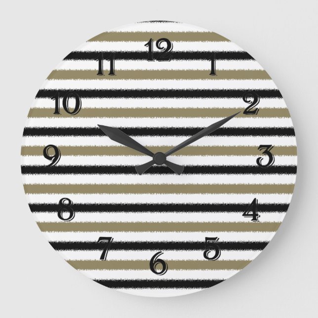 Gold and Black Stripes Large Clock (Front)