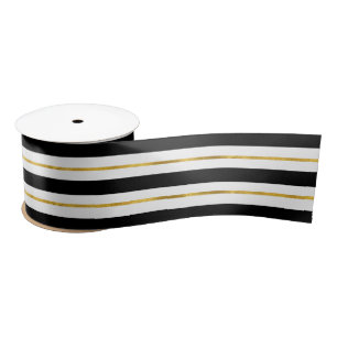 Gold and Black Stripes Satin Ribbon
