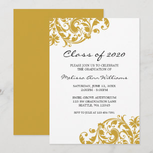 Gold and Black Swirl Graduation Announcement