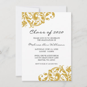 Gold and Black Swirl Graduation Announcement