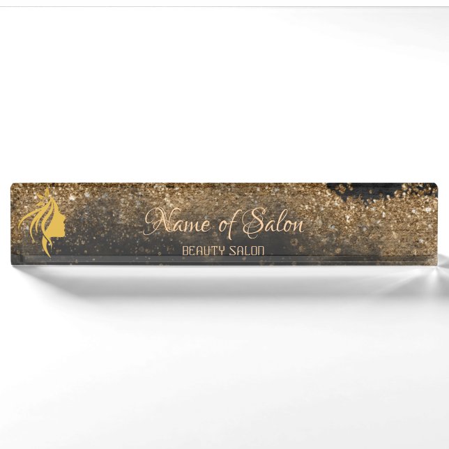  Gold and black  Table Tent Sign Nameplate (Front)
