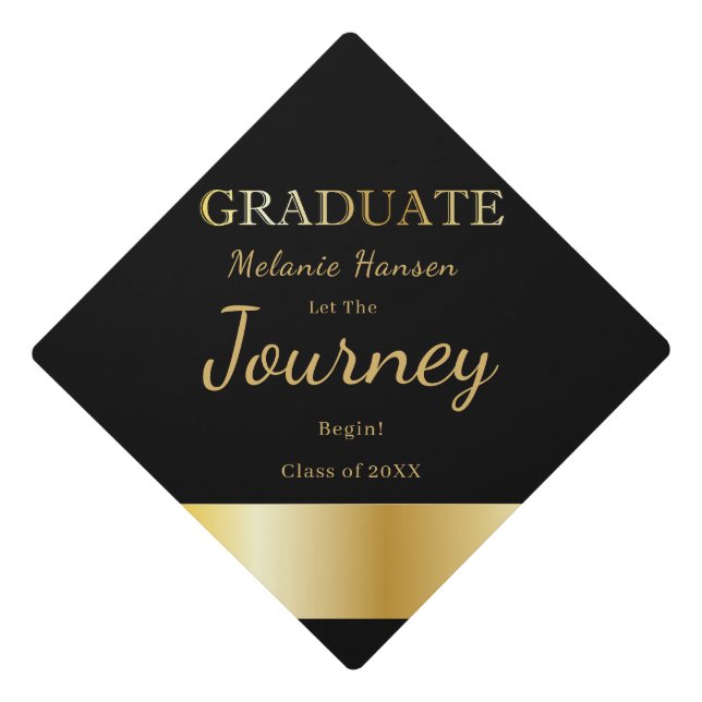 Gold and Black Text Tassel Topper (Front)