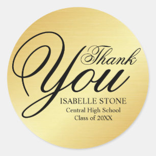 Gold and Black Thank You Graduation Stickers
