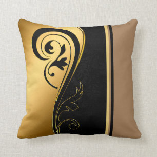 Gold and Black Throw Pillow