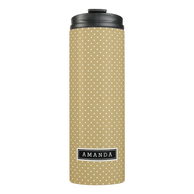 Gold and Black Tiny Dots Monogram Thermal Tumbler (Front)