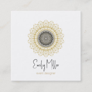 Gold and Black  Tribal Mandala Square Business Square Business Card