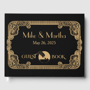 Gold And Black Vintage Art Deco Guest Book