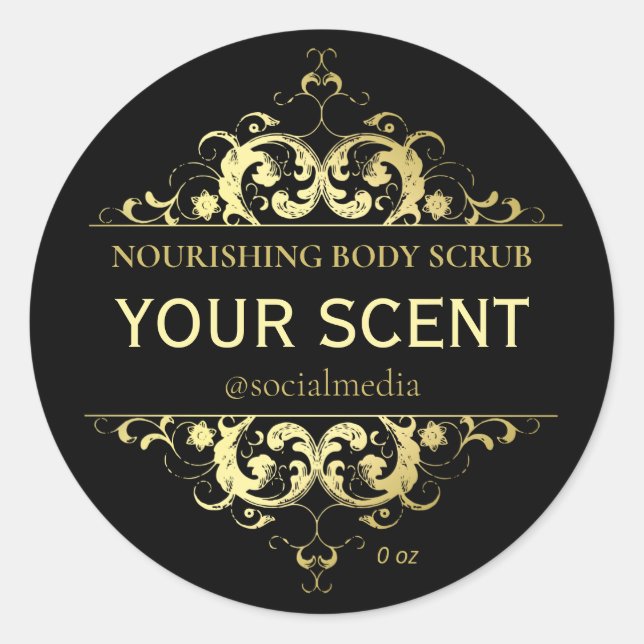 Gold And Black Vintage Product Labels (Front)