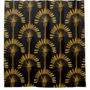Gold and black Wallpaper with floral pattern in th
