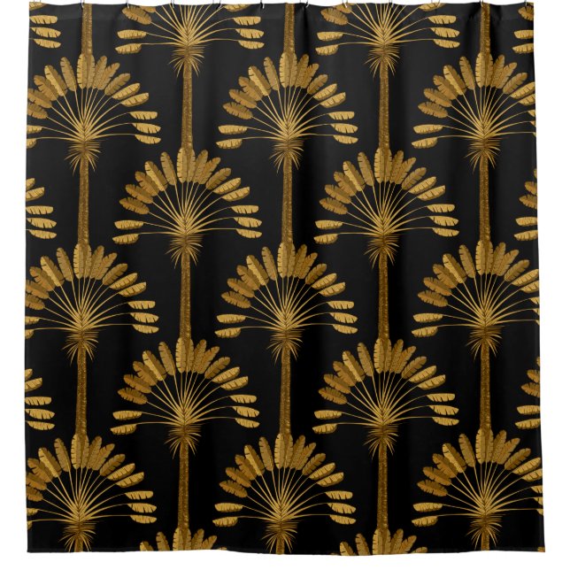 Gold and black Wallpaper with floral pattern in th (Front)
