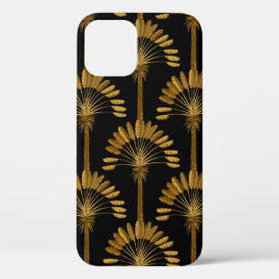 Gold and black Wallpaper with floral pattern in th iPhone 12 Case