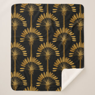 Gold and black Wallpaper with floral pattern in th Sherpa Blanket