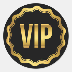 Gold and Black Wavy VIP Party Pass Classic Round Sticker